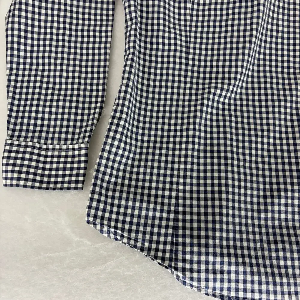 Banana Republic Navy Gingham Check Slim Fit Button Down Shirt Men's L